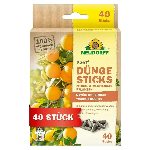 Neudorff Azet DüngeSticks für Zitrus- & Mediterranpflanzen, 40 Sticks